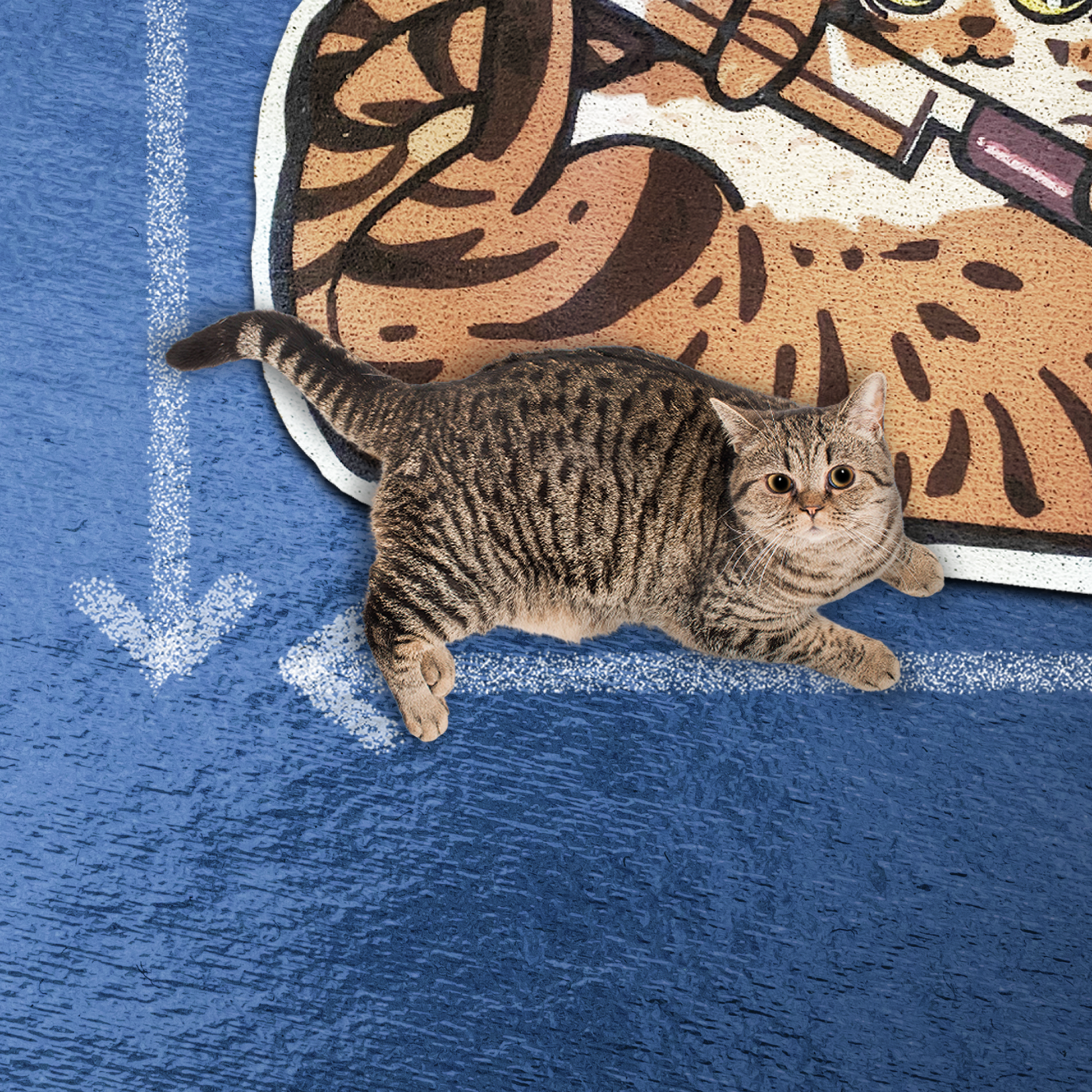 Lukamoo Litter Mat: Brown Tabby, Semi-Circular