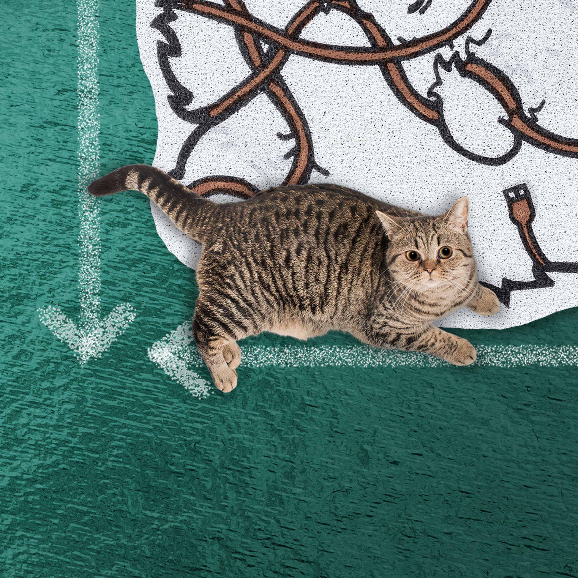 Lukamoo Litter Mat: Long Hair White, Rectangular