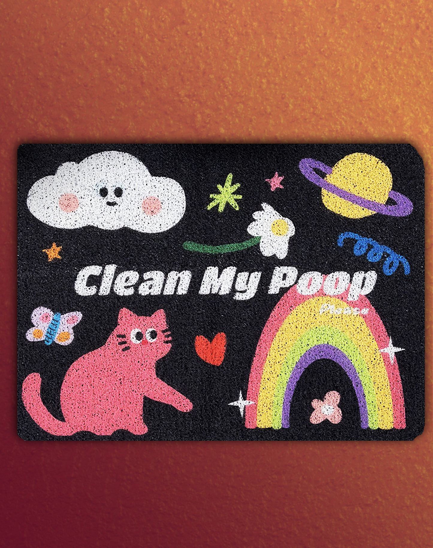 Litter Mat: Neon Neko, Rainbow Cats